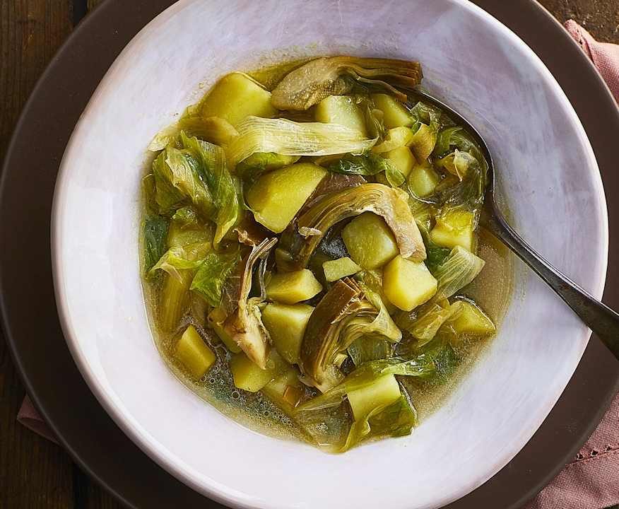 Zuppa di patate novelle, carciofi e scarola Low Carb