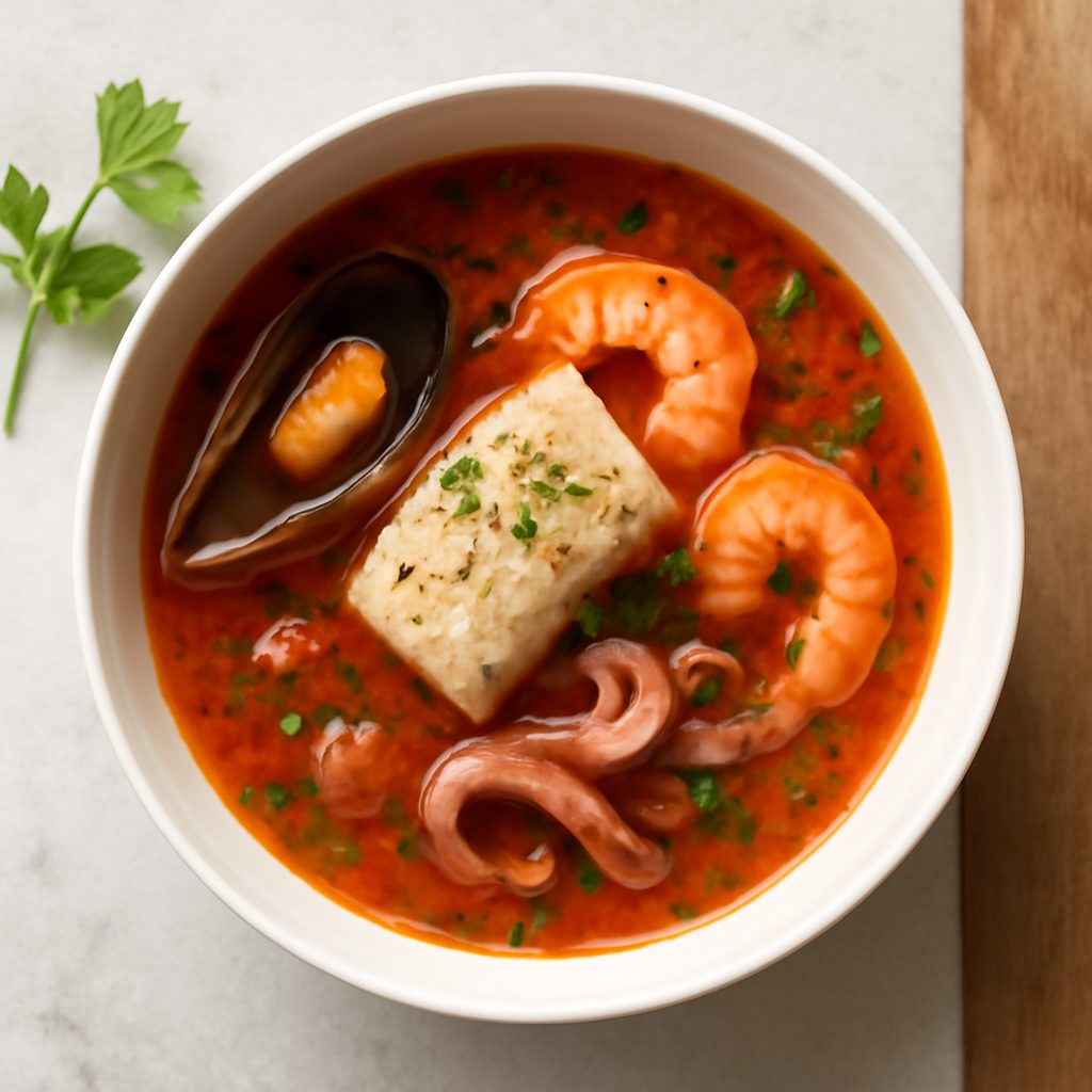 Zuppa di pesce proteica low-carb con shirataki e latte di cocco Low Fat