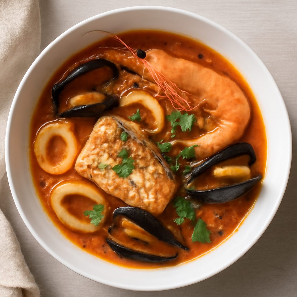 Zuppa di pesce con verdure e shirataki