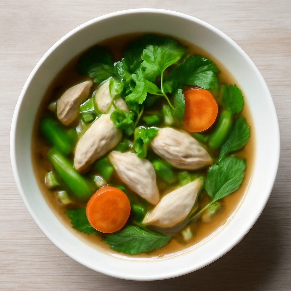 Zuppa di pollo asiatica proteica low-carb