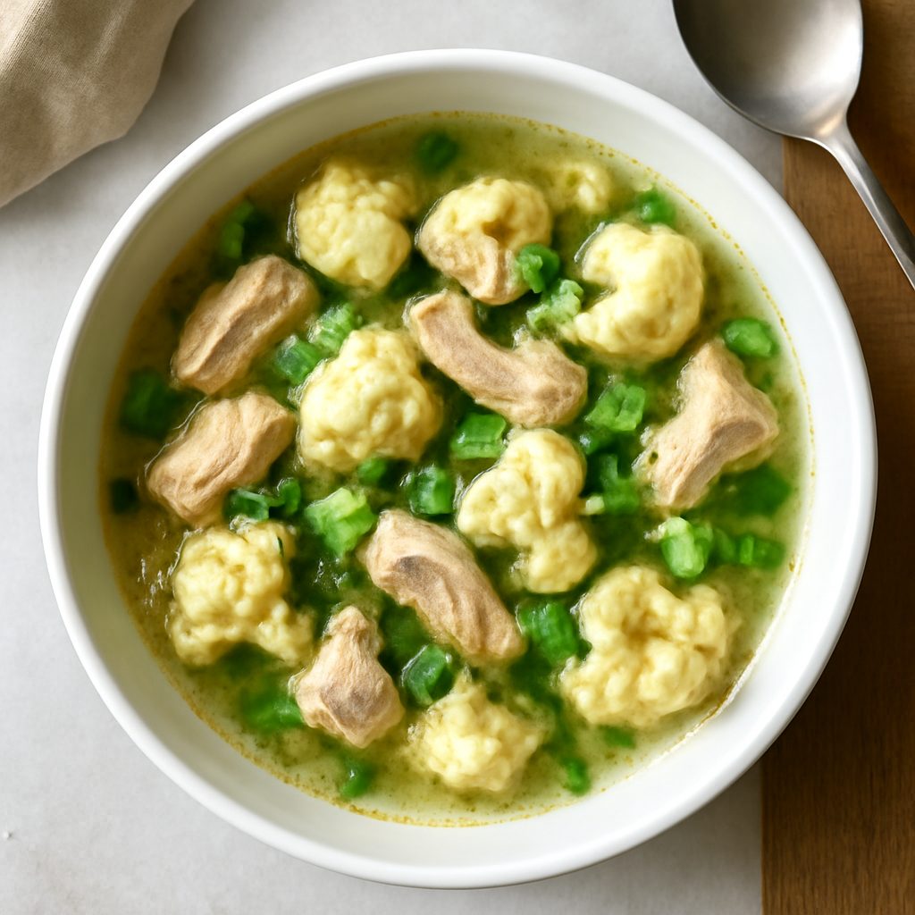 Zuppa di pollo e cavolfiori proteica low-carb