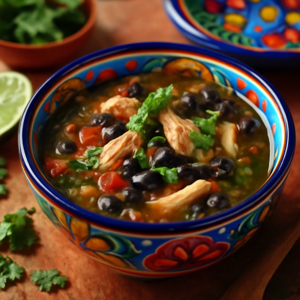 Zuppa di Pollo e Fagioli Neri Low-Carb Messicana