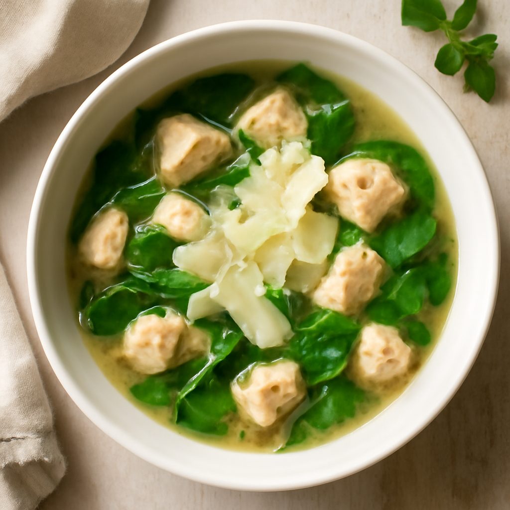 Zuppa di Pollo e Formaggio con Panini Vapore