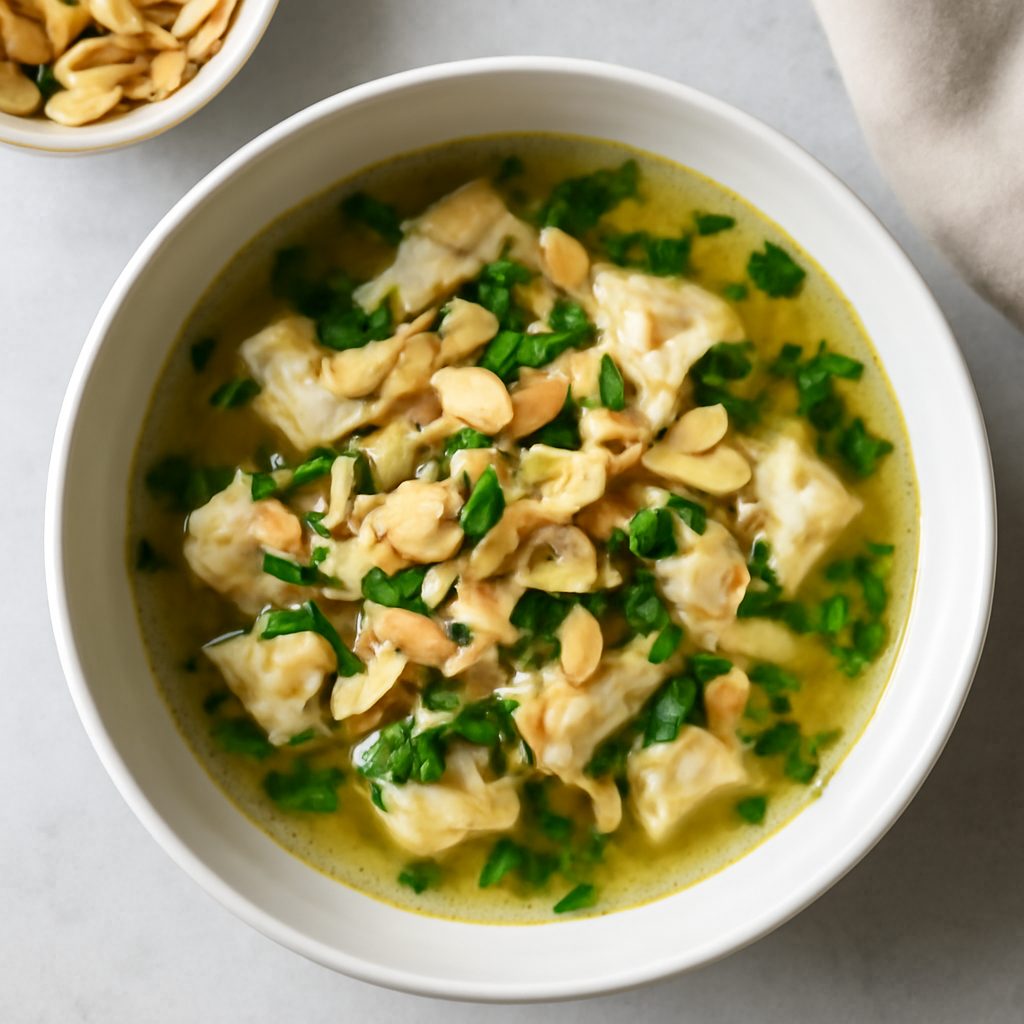 Zuppa di pollo e mandorle proteica low-carb