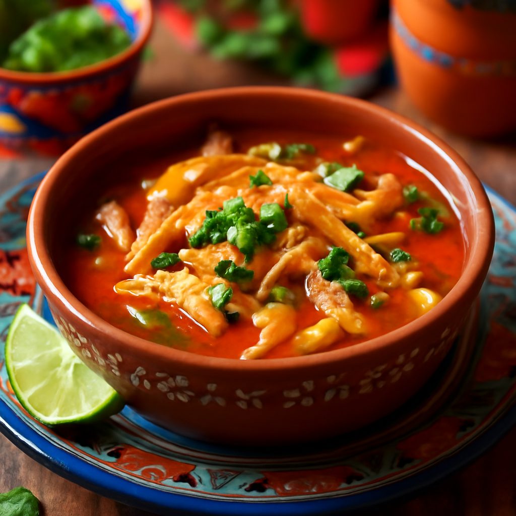 Zuppa di Pollo e Tortilla Low-Carb Messicana
