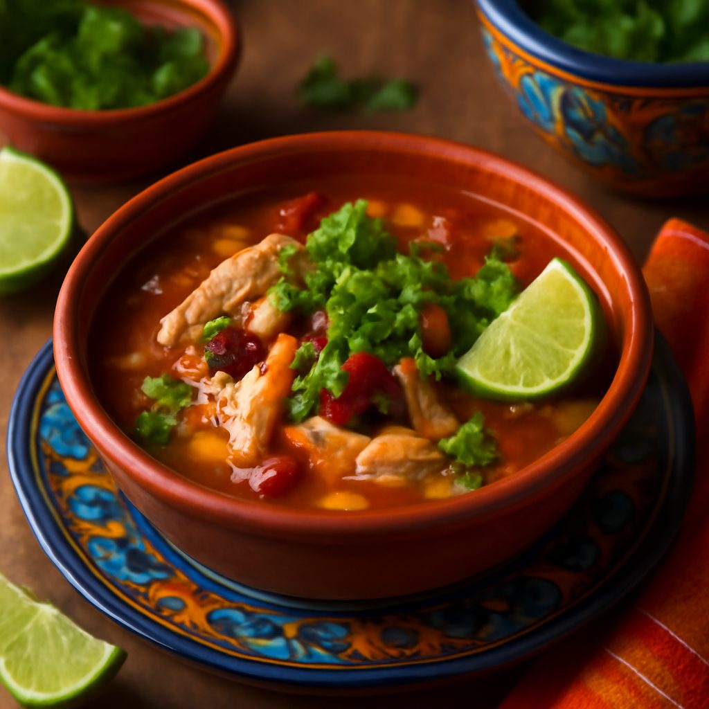Zuppa di Pollo Piccante Messicana