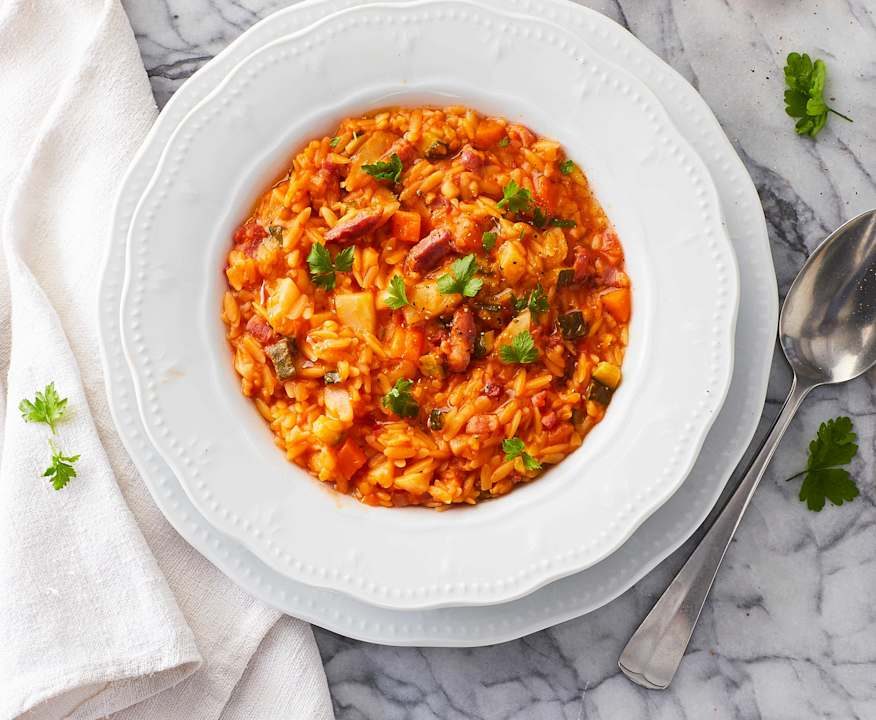 Zuppa di risoni, pancetta e verdure Protein