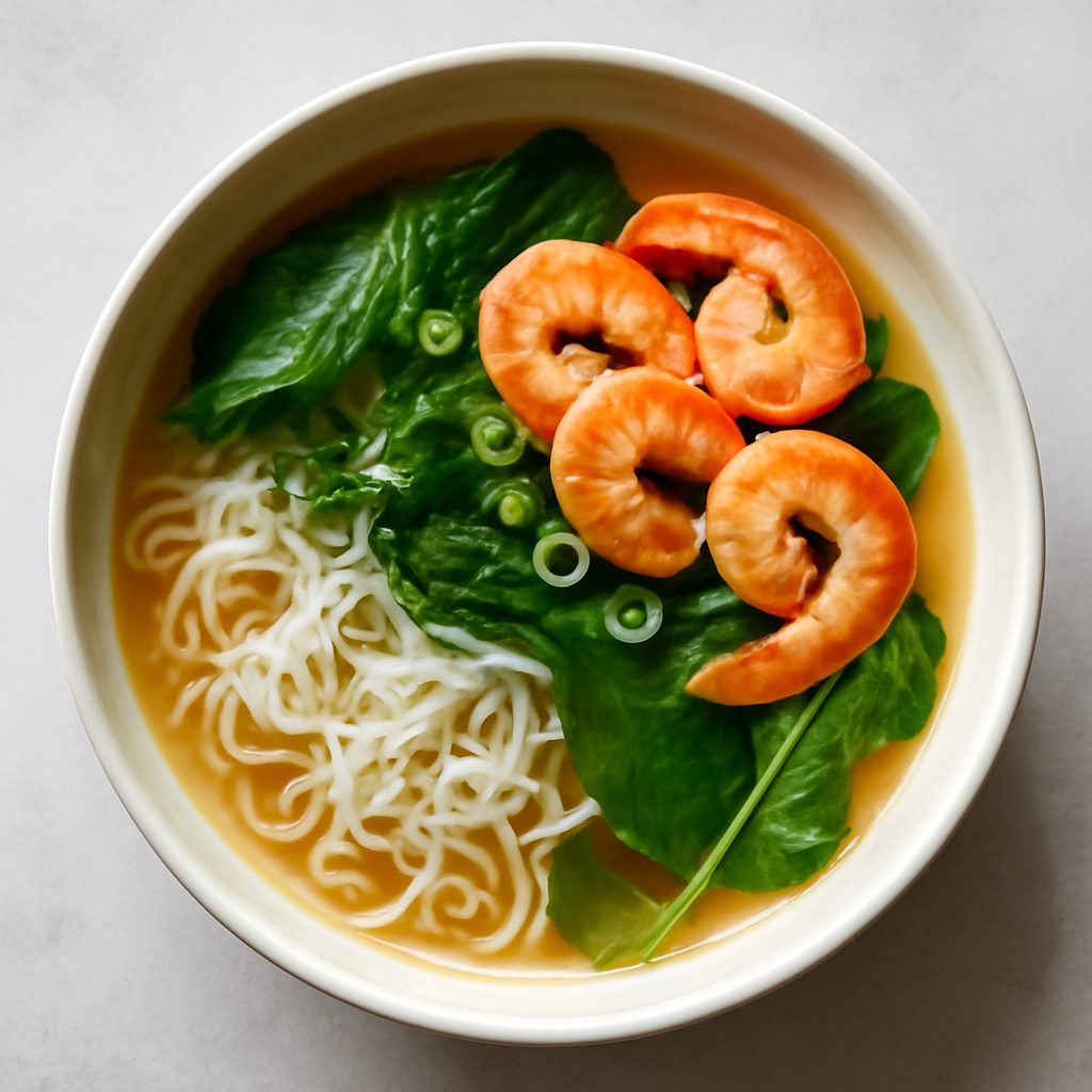 Zuppa di shirataki con mazzancolle