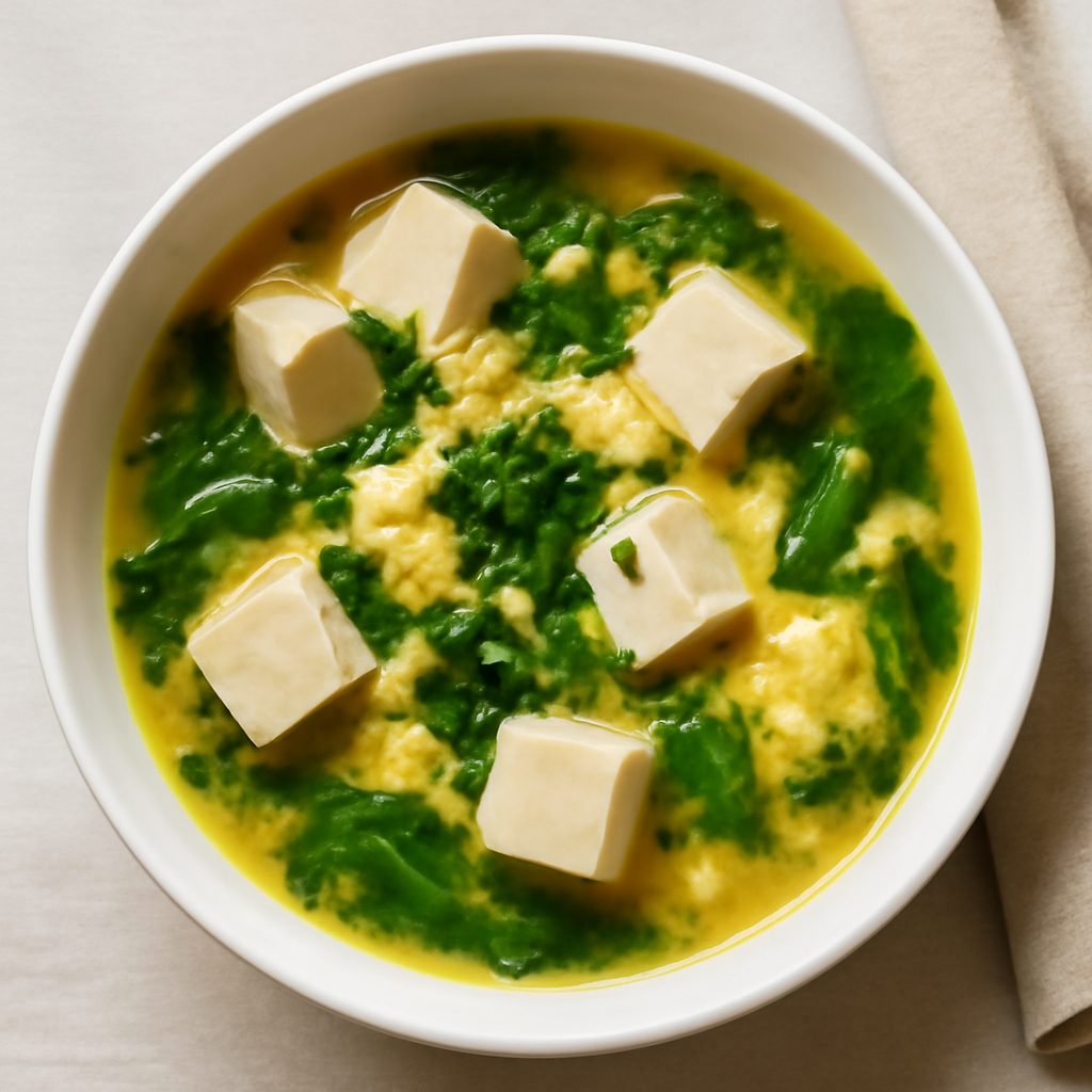 Zuppa di uova e tofu proteica low-carb