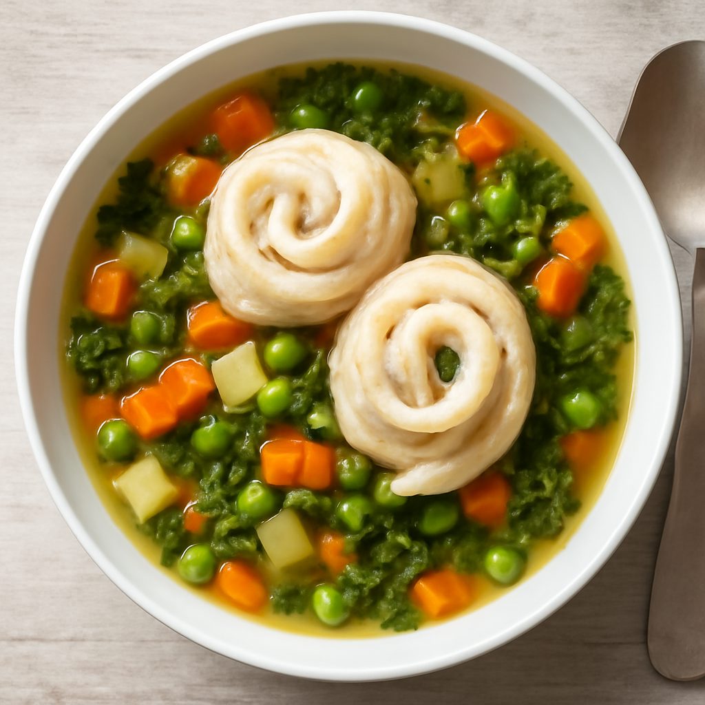 Zuppa di verdure con involtini di sogliola proteici low-carb