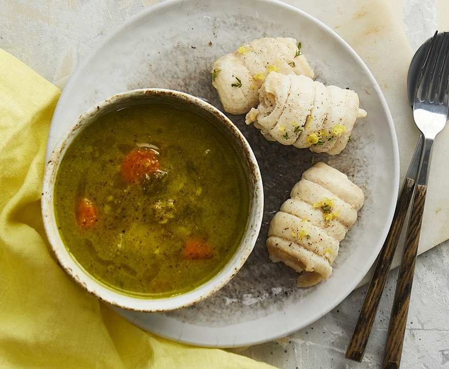 Zuppa di verdure con involtini di sogliola Low Fat