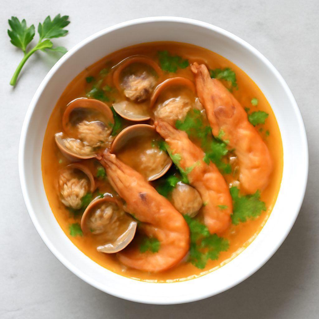 Zuppa di vongole e mazzancolle proteica low-carb