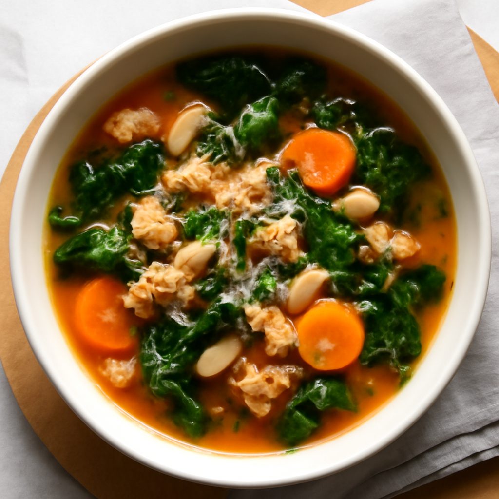 Zuppa proteica di coriandolo, baccalà e uova low-carb