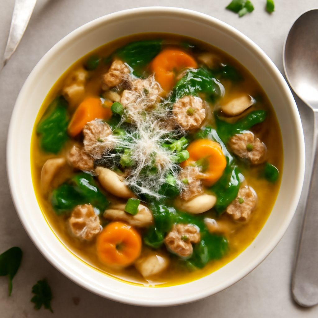Zuppa di frutti di mare al rafano e funghi