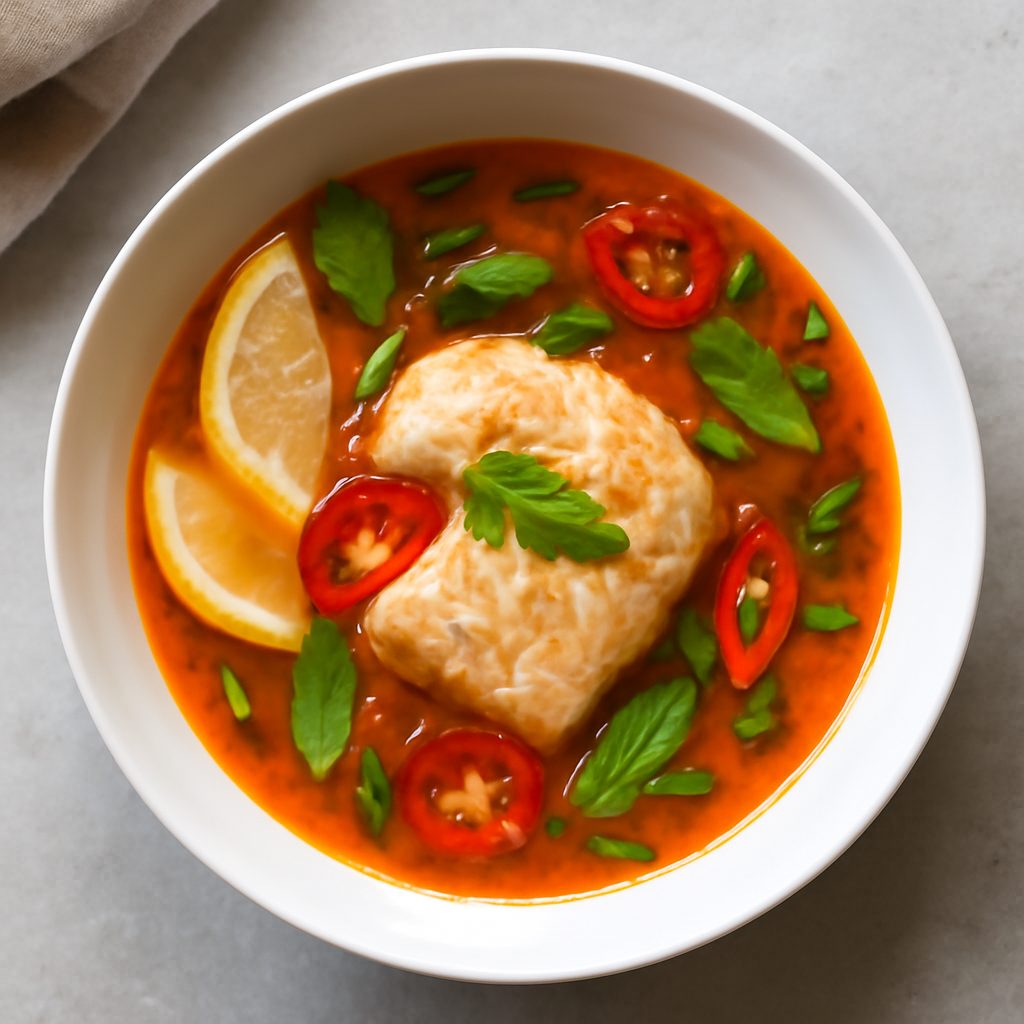 Zuppa Thai Piccante di Pesce