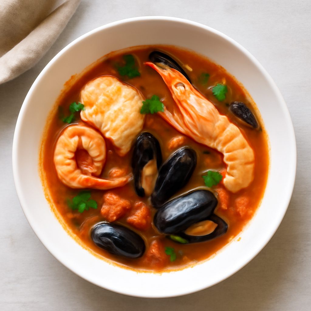 Zuppetta di pesce con chips di zucchina Protein