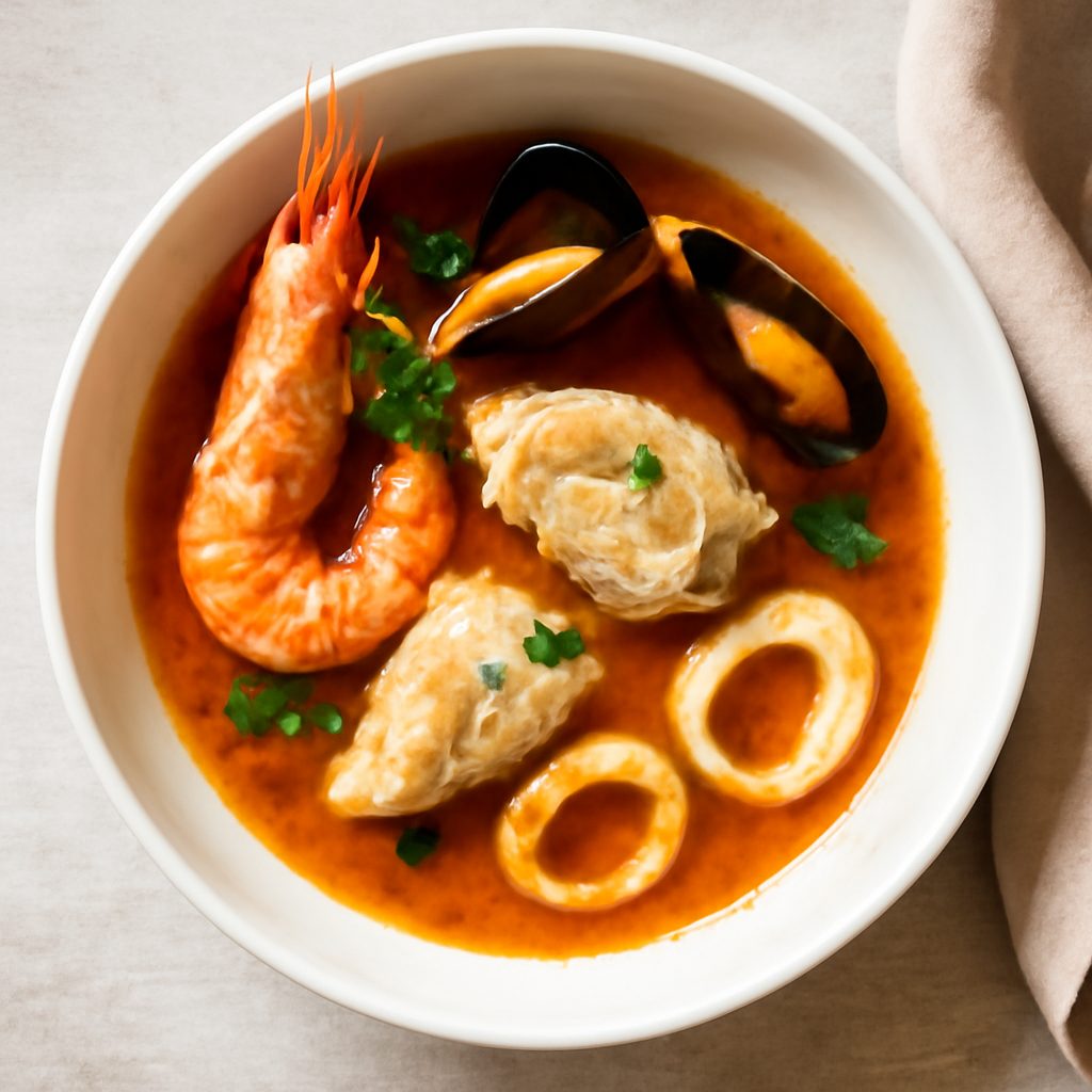 Zuppetta di Pesce con Polenta di Mandorle Protein
