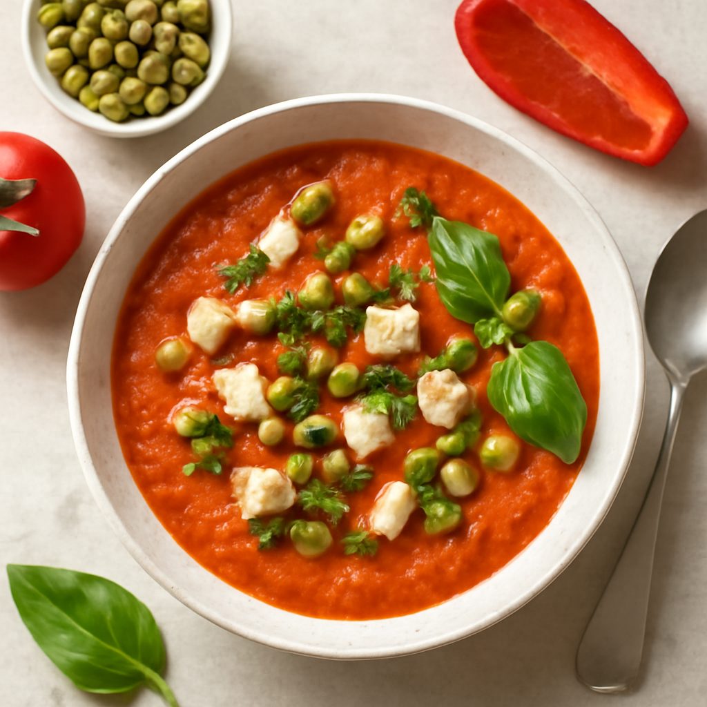 Zuppetta di pomodoro e peperone proteica low-carb